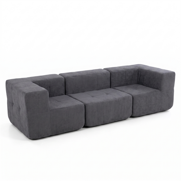 Sofá Modular 3 Piezas 256cm Bouclé Kappesberg Azul Titanio