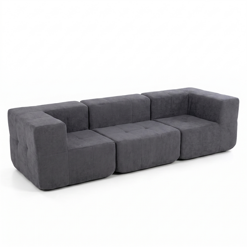 Sofá Modular 3 Piezas 256cm Bouclé (2 Esquineros + 1 Recto) Kappesberg Azul Titanio
