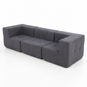 Sofá Modular 3 Piezas 256cm Bouclé Kappesberg Azul Titanio