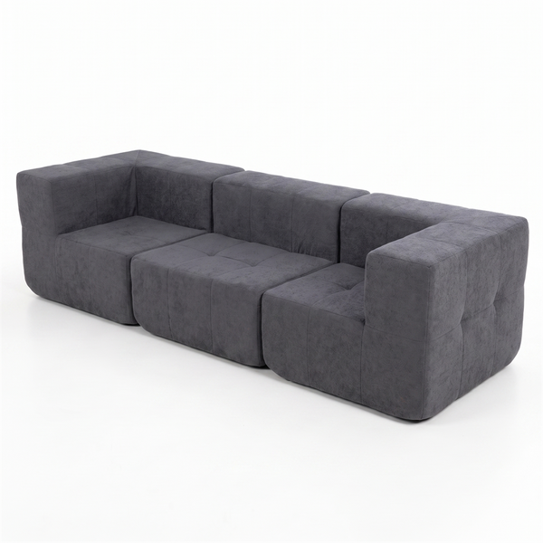 Sofá Modular 3 Piezas 256cm Bouclé Kappesberg Azul Titanio