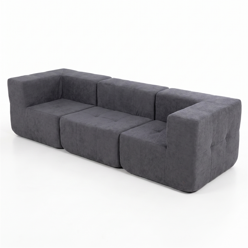 Sofá Modular 3 Piezas 256cm Bouclé (2 Esquineros + 1 Recto) Kappesberg Azul Titanio