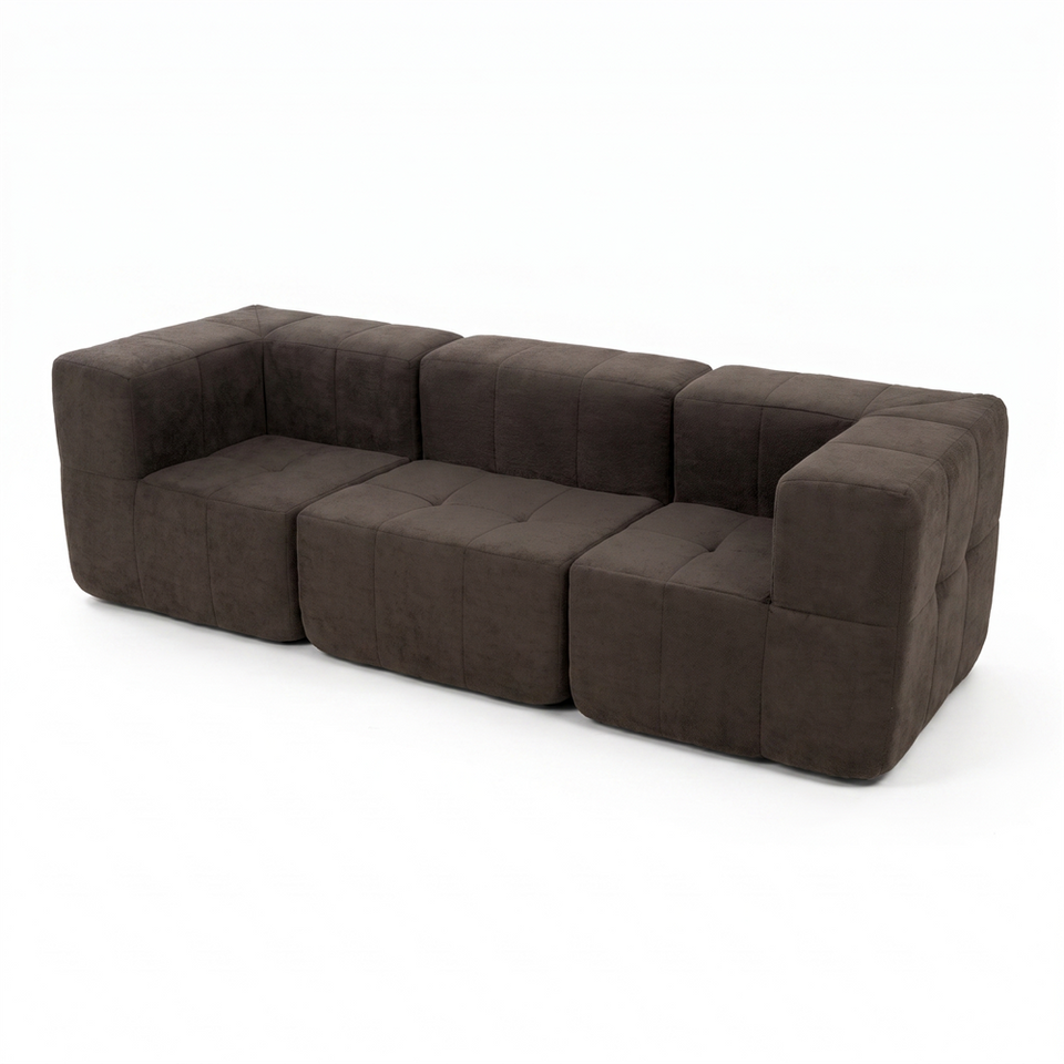 Sofá Modular 3 Piezas 256cm Bouclé Kappesberg Chocolate