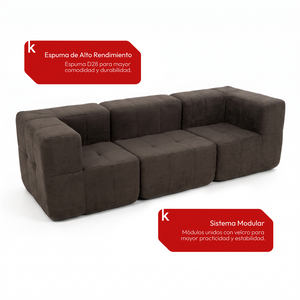Sofá Modular 3 Piezas 256cm Bouclé Kappesberg Chocolate