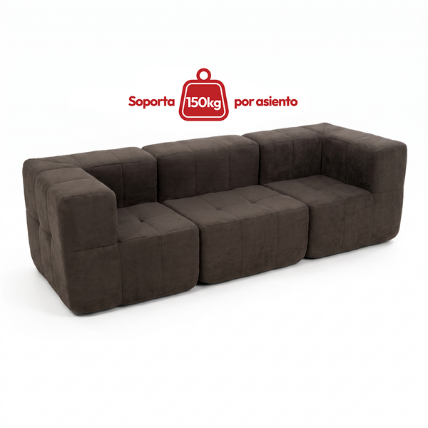 Sofá Modular 3 Piezas 256cm Bouclé Kappesberg Chocolate