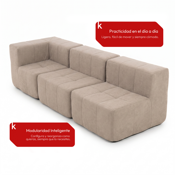 Sofá Modular 3 Piezas 256cm Kappesberg Capuccino