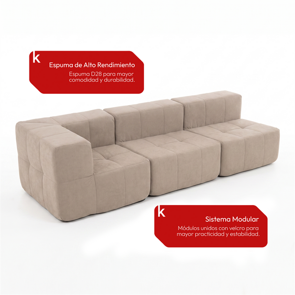 Sofá Modular 3 Piezas 256cm Kappesberg Capuccino