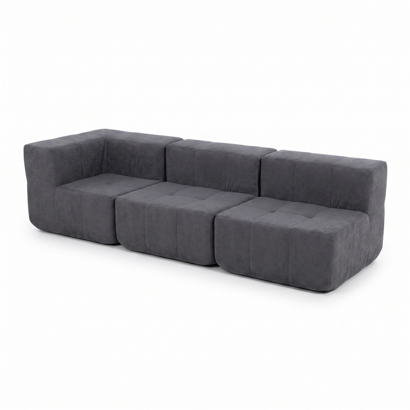 Sofá Modular 3 Piezas 256cm Bouclé (1 Esquinero + 2 Rectos) Kappesberg Azul Titanio