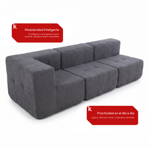 Sofá Modular 3 Piezas 256cm Kappesberg Azul Titanio