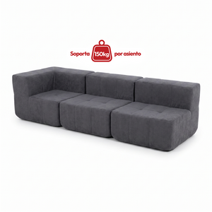 Sofá Modular 3 Piezas 256cm Kappesberg Azul Titanio