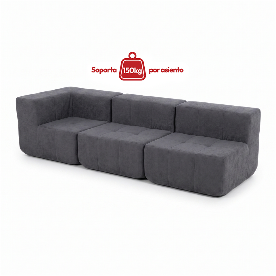 Sofá Modular 3 Piezas 256cm Kappesberg Azul Titanio