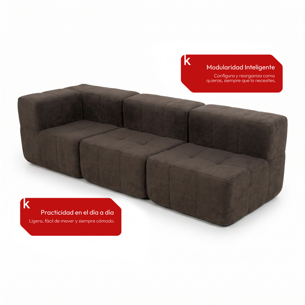 Sofá Modular 3 Piezas 256cm Kappesberg Chocolate