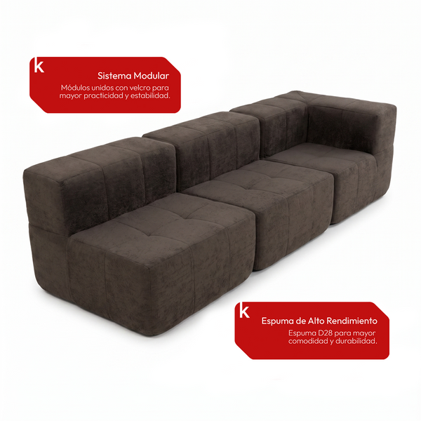 Sofá Modular 3 Piezas 256cm Kappesberg Chocolate