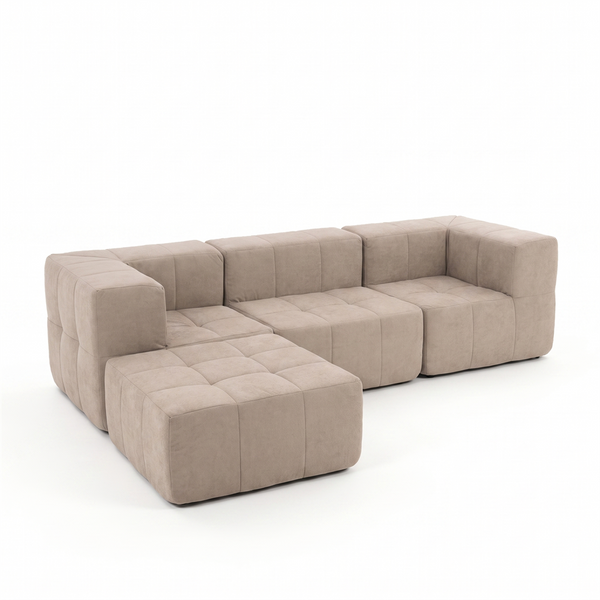 Sofá Modular 4 Piezas 258cm Bouclé Kappesberg Capuccino