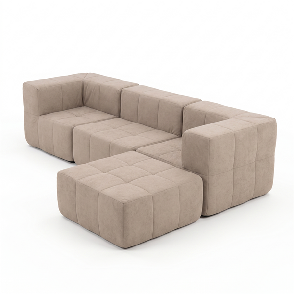 Sofá Modular 4 Piezas 258cm Bouclé Kappesberg Capuccino