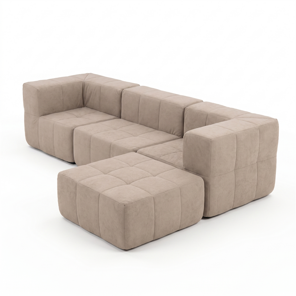 Sofá Modular 4 Piezas 258cm Bouclé Kappesberg Capuccino