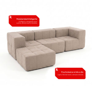 Sofá Modular 4 Piezas 258cm Bouclé Kappesberg Capuccino
