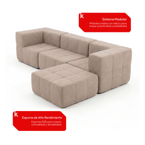 Sofá Modular 4 Piezas 258cm Bouclé Kappesberg Capuccino