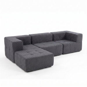 Sofá Modular 4 Piezas 258cm Bouclé Kappesberg Azul Titanio