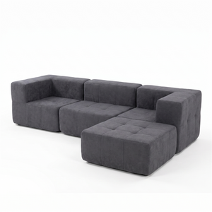 Sofá Modular 4 Piezas 258cm Bouclé Kappesberg Azul Titanio