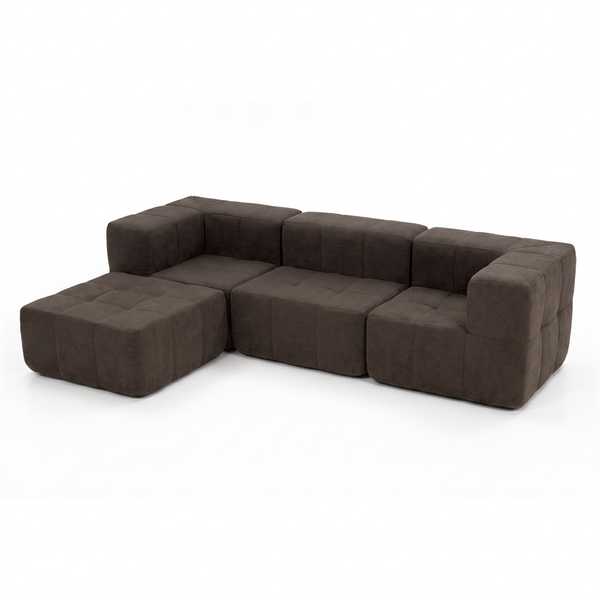 Sofá Modular 4 Piezas 258cm Bouclé Kappesberg Chocolate
