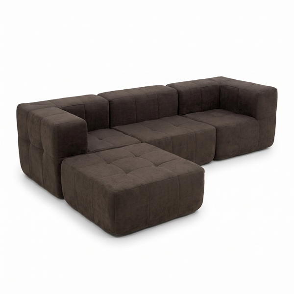 Sofá Modular 4 Piezas 258cm Bouclé Kappesberg Chocolate