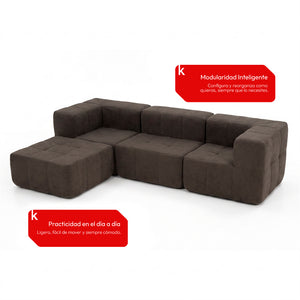 Sofá Modular 4 Piezas 258cm Bouclé Kappesberg Chocolate