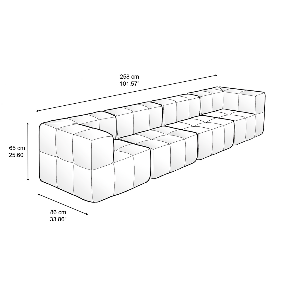 Sofá Modular 4 Piezas 340cm Bouclé Kappesberg Capuccino