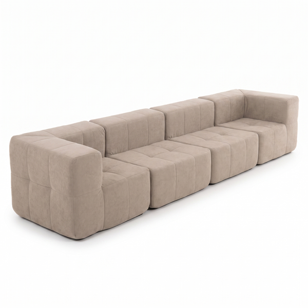 Sofá Modular 4 Piezas 340cm Bouclé Kappesberg Capuccino