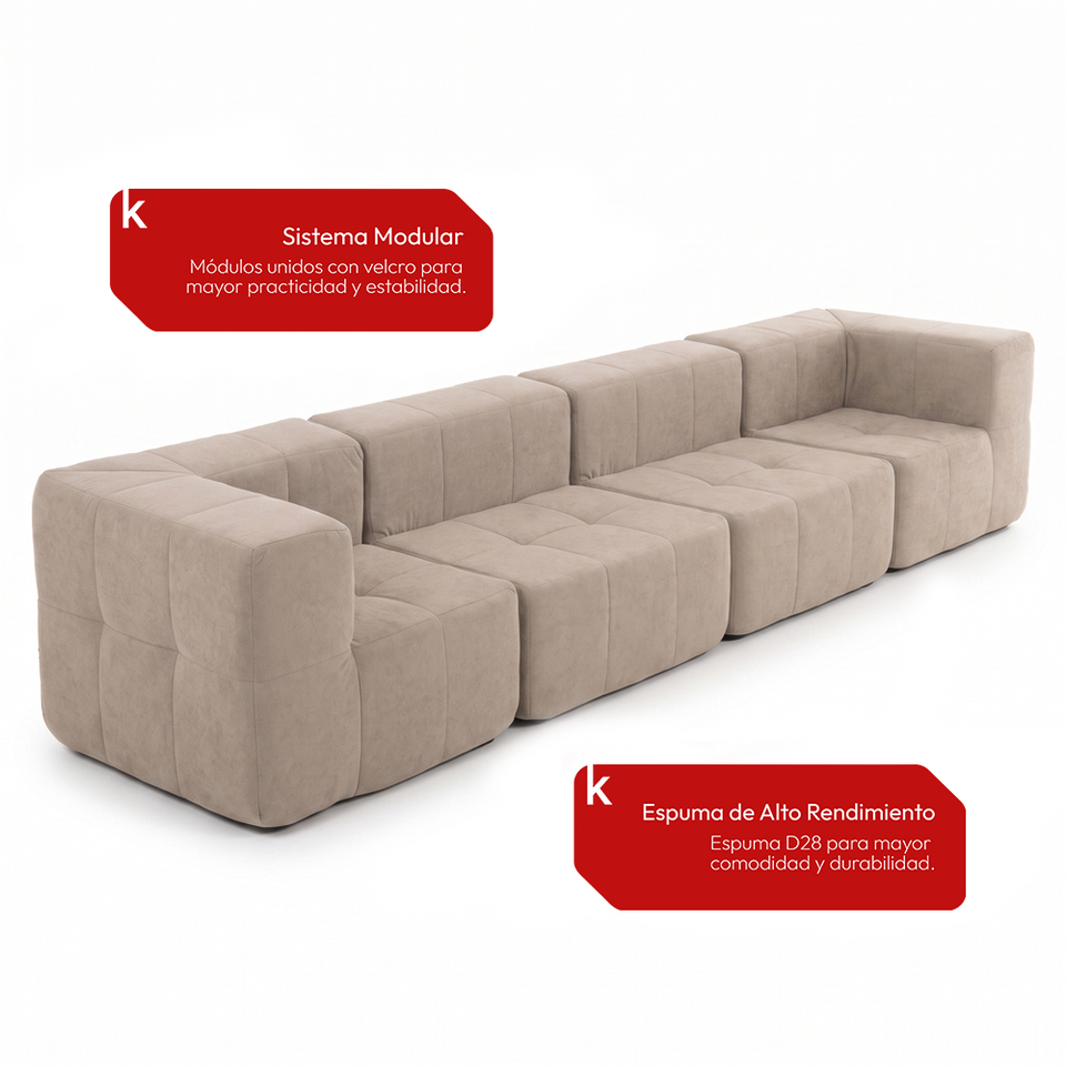 Sofá Modular 4 Piezas 340cm Bouclé Kappesberg Capuccino