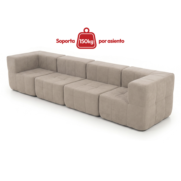 Sofá Modular 4 Piezas 340cm Bouclé Kappesberg Capuccino