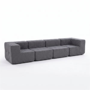Sofá Modular 4 Piezas 340cm Bouclé Kappesberg Azul Titanio