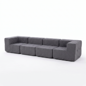 Sofá Modular 4 Piezas 340cm Bouclé Kappesberg Azul Titanio