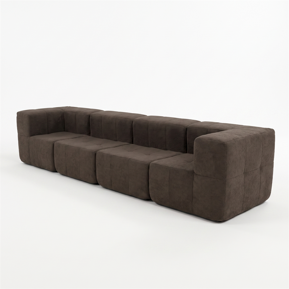 Sofá Modular 4 Piezas 340cm Bouclé Kappesberg Chocolate