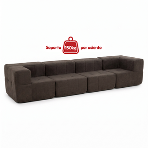 Sofá Modular 4 Piezas 340cm Bouclé Kappesberg Chocolate