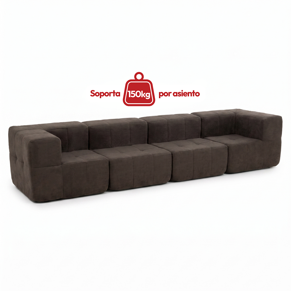 Sofá Modular 4 Piezas 340cm Bouclé Kappesberg Chocolate