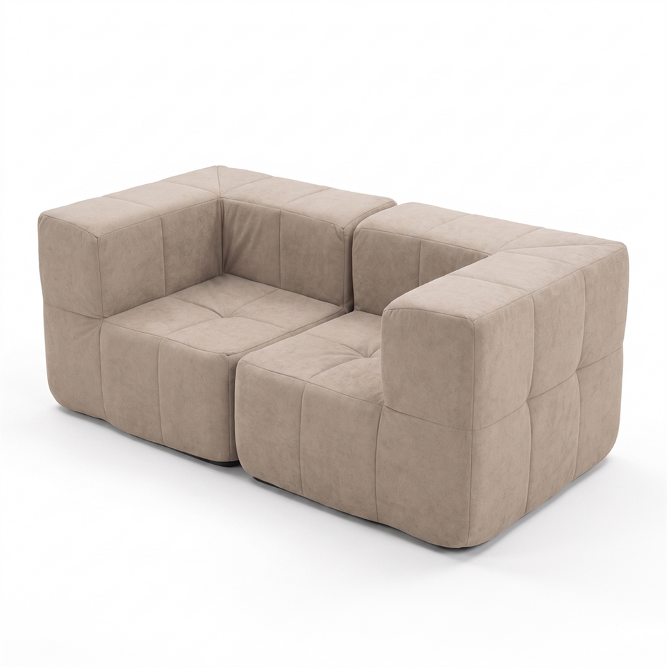 Sofá Modular 2 Piezas 172cm Bouclé Kappesberg Capuccino