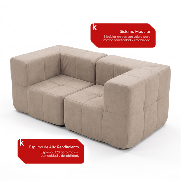 Sofá Modular 2 Piezas 172cm Bouclé Kappesberg Capuccino