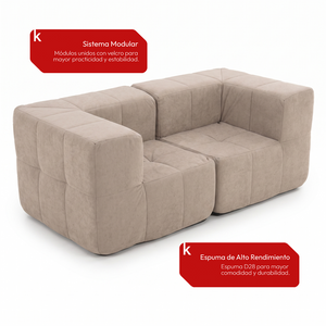 Sofá Modular 2 Piezas 172cm Bouclé Kappesberg Capuccino