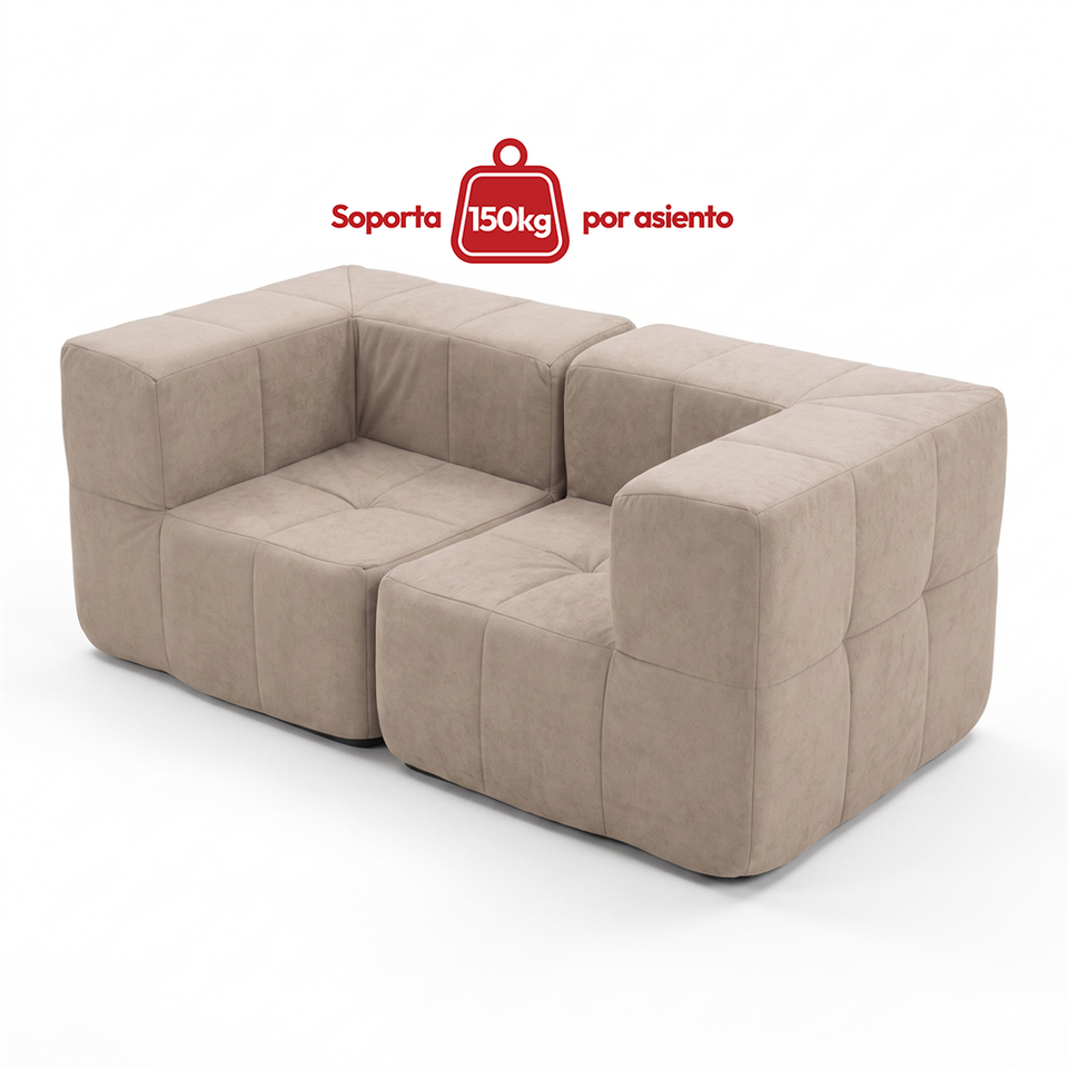 Sofá Modular 2 Piezas 172cm Bouclé Kappesberg Capuccino