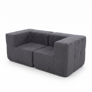 Sofá Modular 2 Piezas 172cm Bouclé Kappesberg Azul Titanio