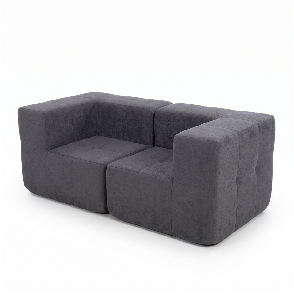 Sofá Modular 2 Piezas 172cm Bouclé Kappesberg Azul Titanio