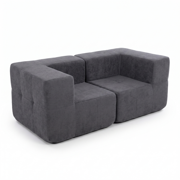 Sofá Modular 2 Piezas 172cm Bouclé Kappesberg Azul Titanio