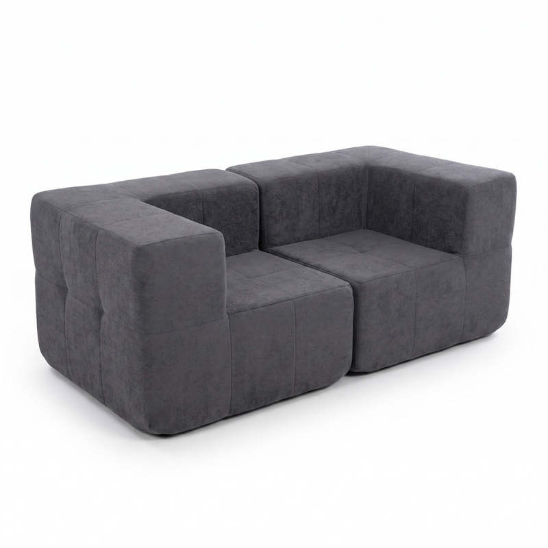 Sofá Modular 2 Piezas 172cm Bouclé Kappesberg Azul Titanio