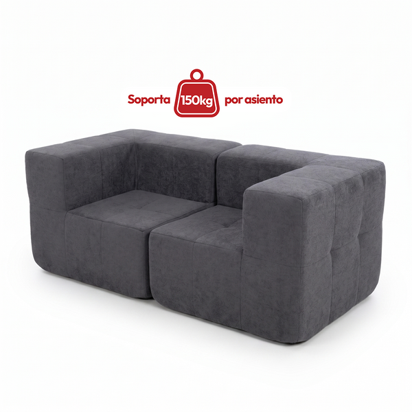 Sofá Modular 2 Piezas 172cm Bouclé Kappesberg Azul Titanio