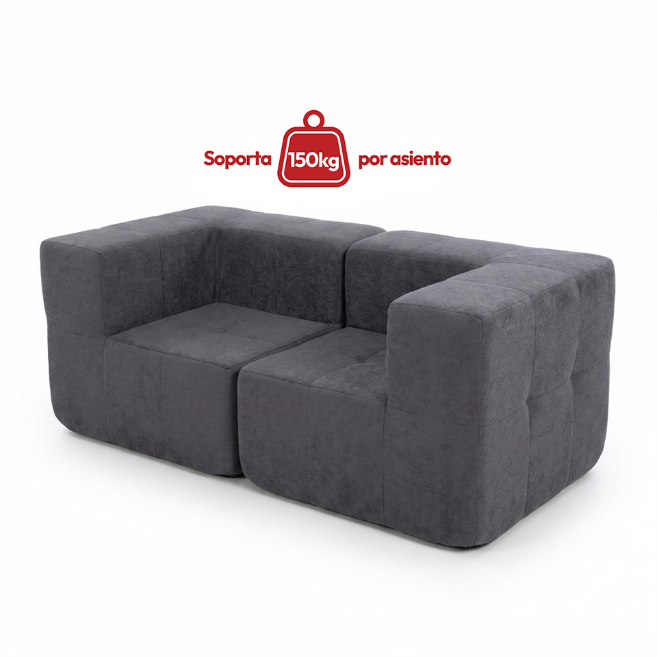Sofá Modular 2 Piezas 172cm Bouclé Kappesberg Azul Titanio