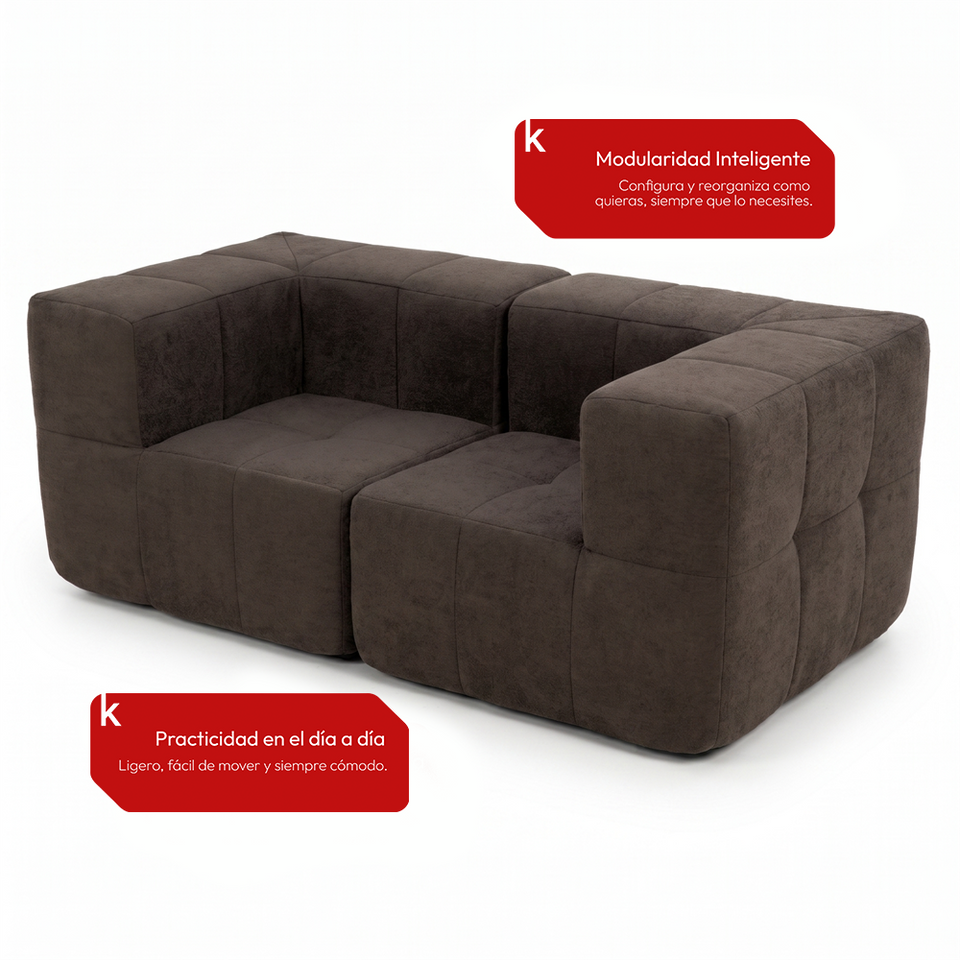 Sofá Modular 2 Piezas 172cm Bouclé Kappesberg Chocolate