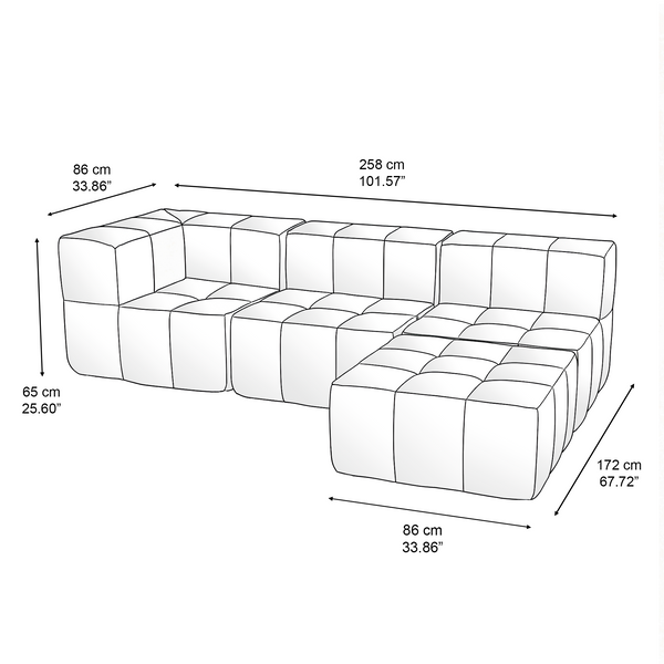 Sofá Modular 4 Piezas 340cm Kappesberg Capuccino