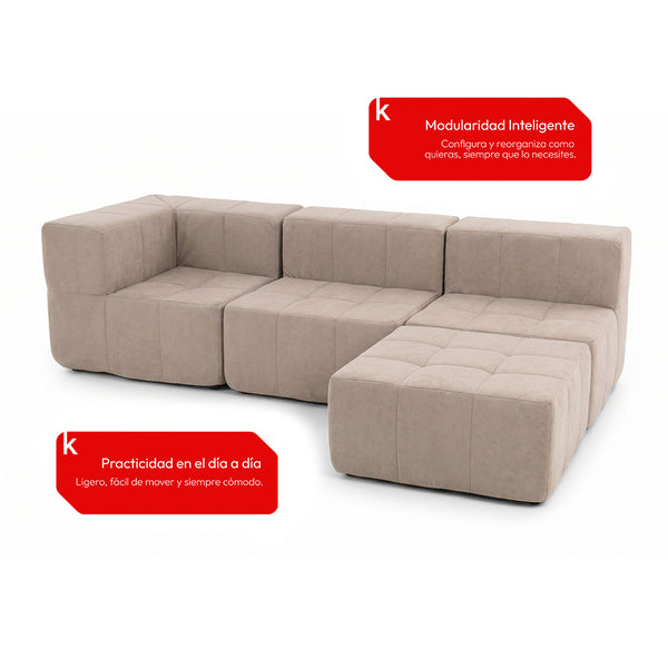 Sofá Modular 4 Piezas 340cm Kappesberg Capuccino