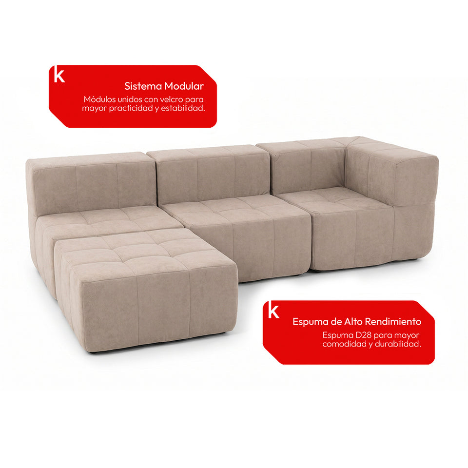 Sofá Modular 4 Piezas 340cm Kappesberg Capuccino