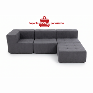 Sofá Modular 4 Piezas 340cm Kappesberg Azul Titanio